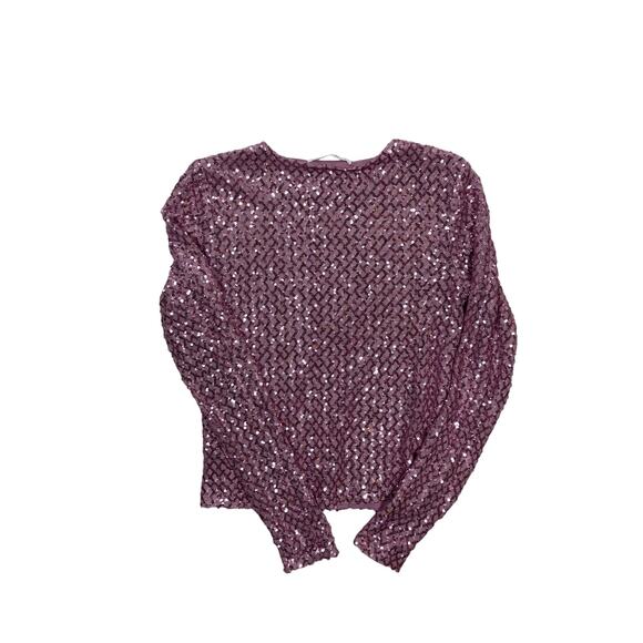 Elodie Pink Sequin Y2K Top Women’s Medium – Sparkly Party Long Sleeve - Picture 3 of 4